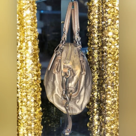 Vintage Coach Metallic Gold Madison Sophia Satchel - Picture 3 of 16